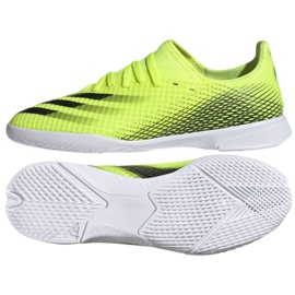 Botas de fútbol Adidas X Ghosted.3 In Jr FW6924 blanco, amarillo neón verde