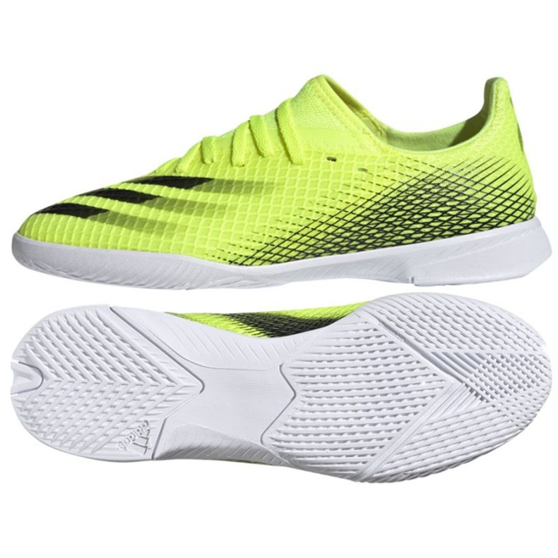 Botas de fútbol Adidas X Ghosted.3 In Jr FW6924 blanco, amarillo neón verde Botas de fútbol Adidas X Ghosted.3 In Jr FW6924 blanco, amarillo neón verde