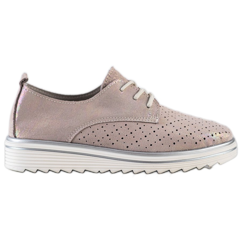 Kylie Brogues de cuero en la plataforma beige