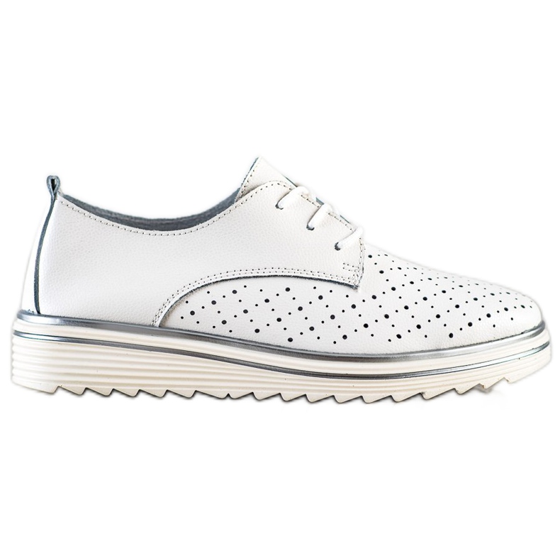 Kylie Brogues de cuero en la plataforma blanco
