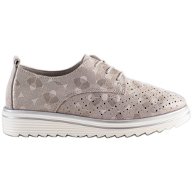 Kylie Brogues de cuero en la plataforma beige marrón