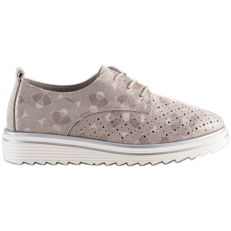 Kylie Brogues de cuero en la plataforma beige marrón