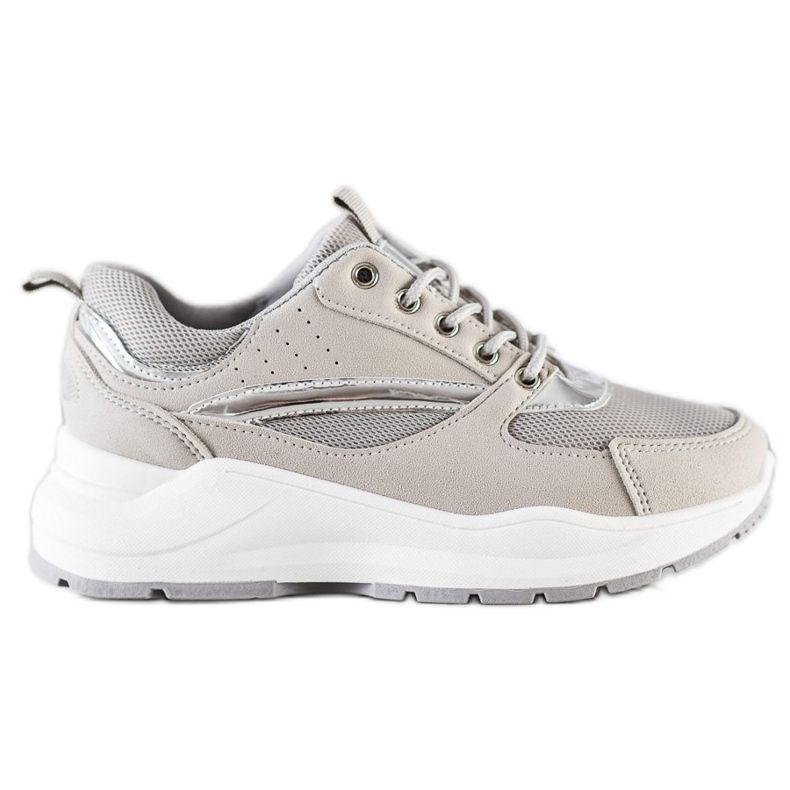 Ideal Shoes Zapatillas deportivas con estilo beige gris Ideal Shoes Zapatillas deportivas con estilo beige gris