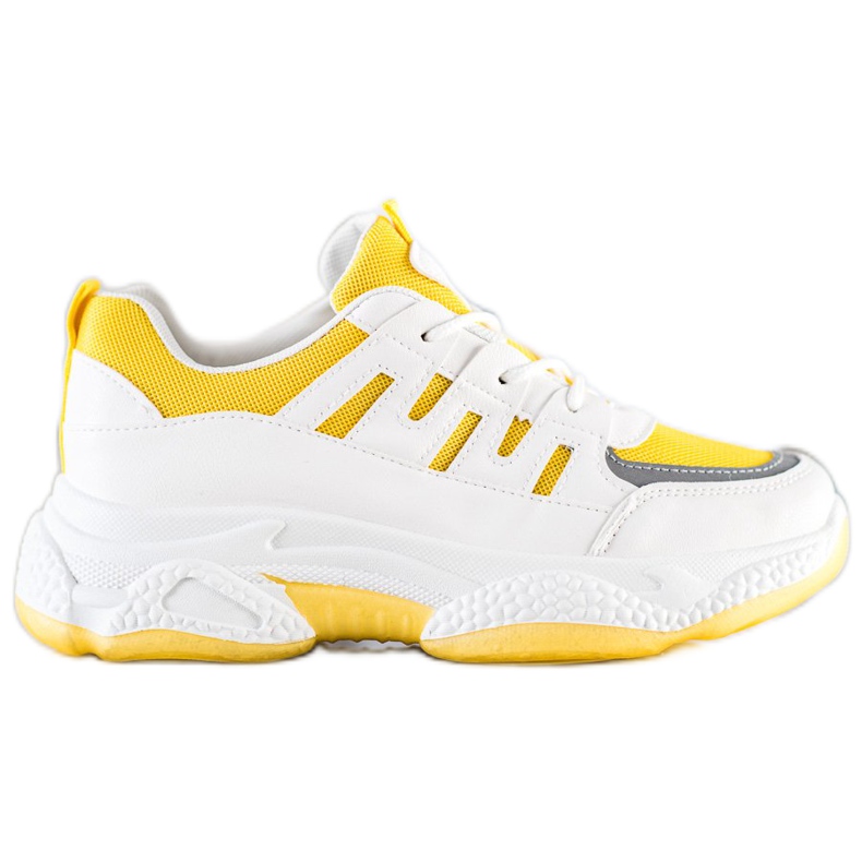 SHELOVET Zapatillas cómodas con malla blanco gris amarillo