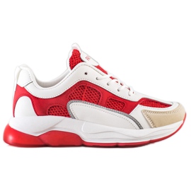 Via Giulia  Zapatillas de deporte con purpurina a la moda beige blanco rojo