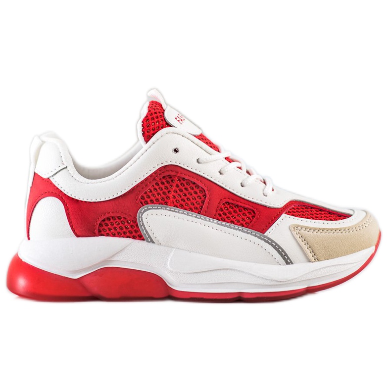 Via Giulia  Zapatillas de deporte con purpurina a la moda beige blanco rojo Via Giulia  Zapatillas de deporte con purpurina a la moda beige blanco rojo