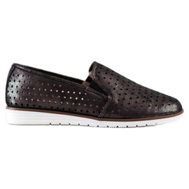 Kylie Slipons calados brillantes marrón
