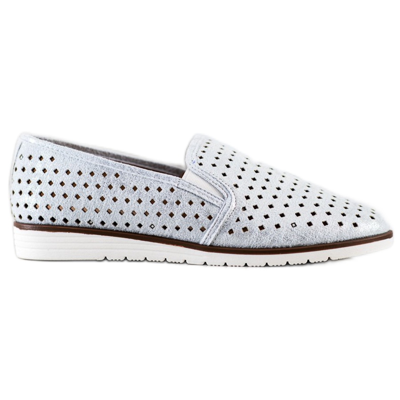 Kylie Slipons calados brillantes plata