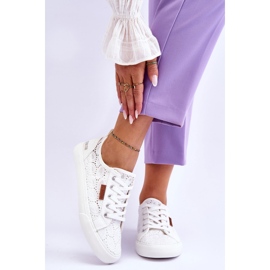 Zapatillas de mujer de encaje Big Star W274925 Blanco