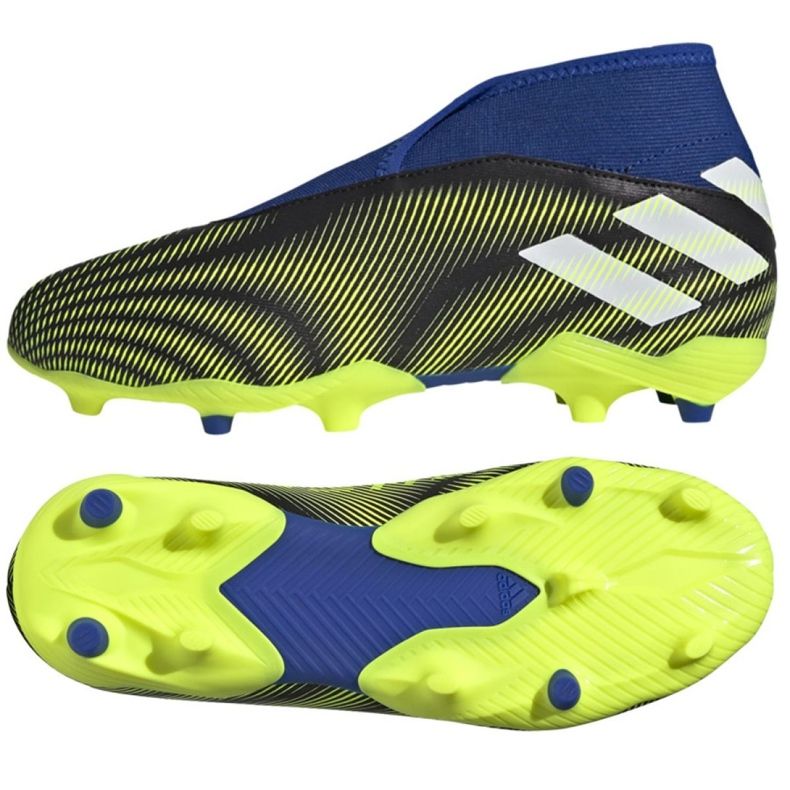 Botas de fútbol adidas Nemeziz.3 Ll Fg Jr FY0819 blanco, negro, azul, amarillo negro