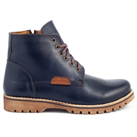 KENT Zapatos de invierno para hombre 308 azul marino marrón