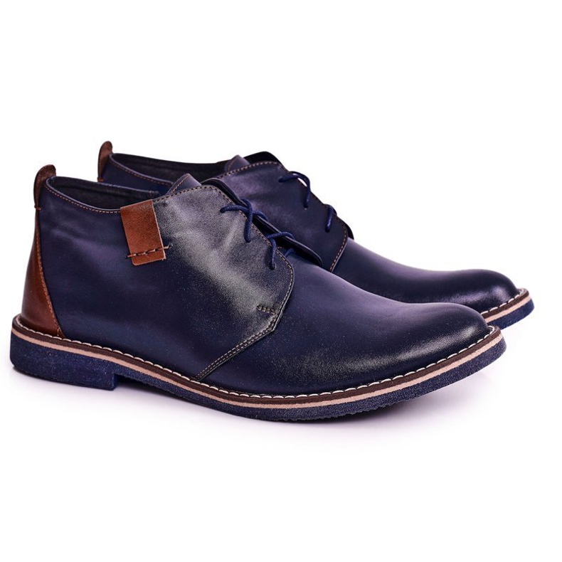 Gejms Botas cálidas de cuero Ferens para hombre azul marino marrón