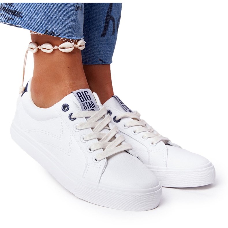 Zapatillas Mujer Piel Big Star BB274211 Blanco y Azul Marino