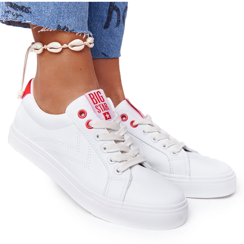 Zapatillas Mujer Piel Big Star BB274210 Blanco y Rojo