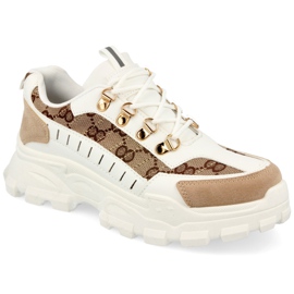 Zapatillas de mujer en una suela masiva White Daydreamer beige blanco marrón dorado