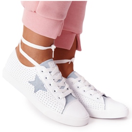 Zapatillas de Mujer en Piel con una Estrella Big Star DD274692 Blanco-Azul