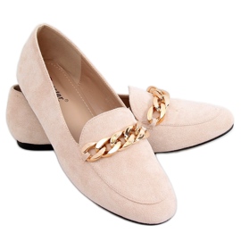 Mocasines beige con cadena LL-237P Beige