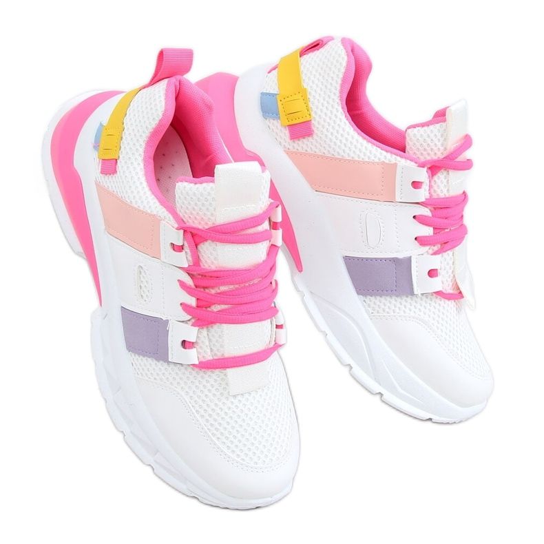 Zapatillas deportivas de mujer blancas y rosas LA86P Fushia blanco rosado Zapatillas deportivas de mujer blancas y rosas LA86P Fushia blanco rosado