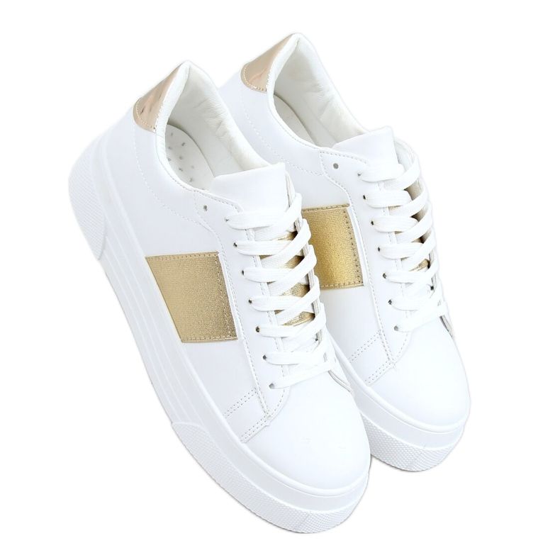 Zapatillas de suela alta blanco y dorado LA133P Gold