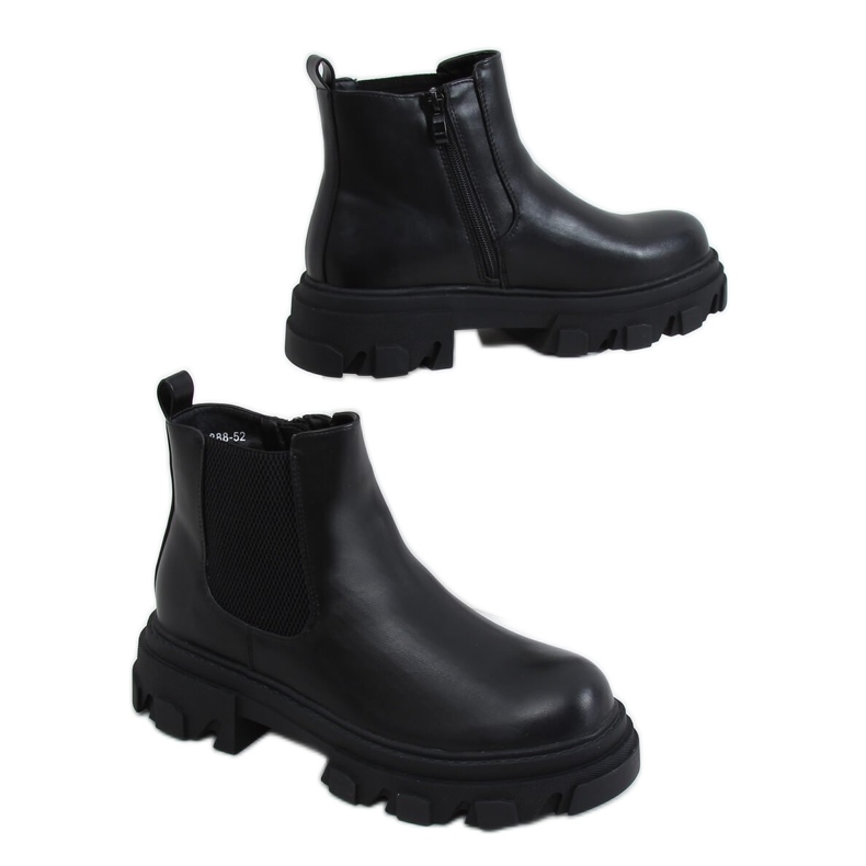 Botines Chelsea negros con suela alta negro 888-52 Negro