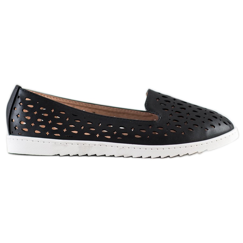 Sabatina Slipons con patrón de calado negro