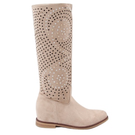 Botines calados cuña oculta beige ST-56P Beige
