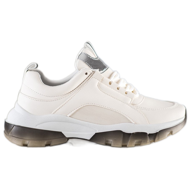 SHELOVET Zapatillas de cuero ecológico blancas blanco