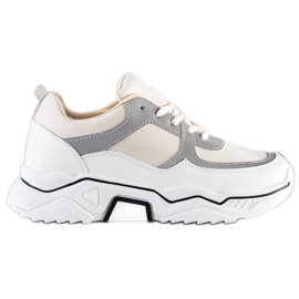 SHELOVET Zapatillas deportivas cómodas blanco marrón SHELOVET Zapatillas deportivas cómodas blanco marrón