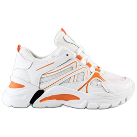 SHELOVET Zapatillas con aplicación naranja blanco