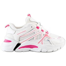 SHELOVET Zapatillas con inserto rosa blanco