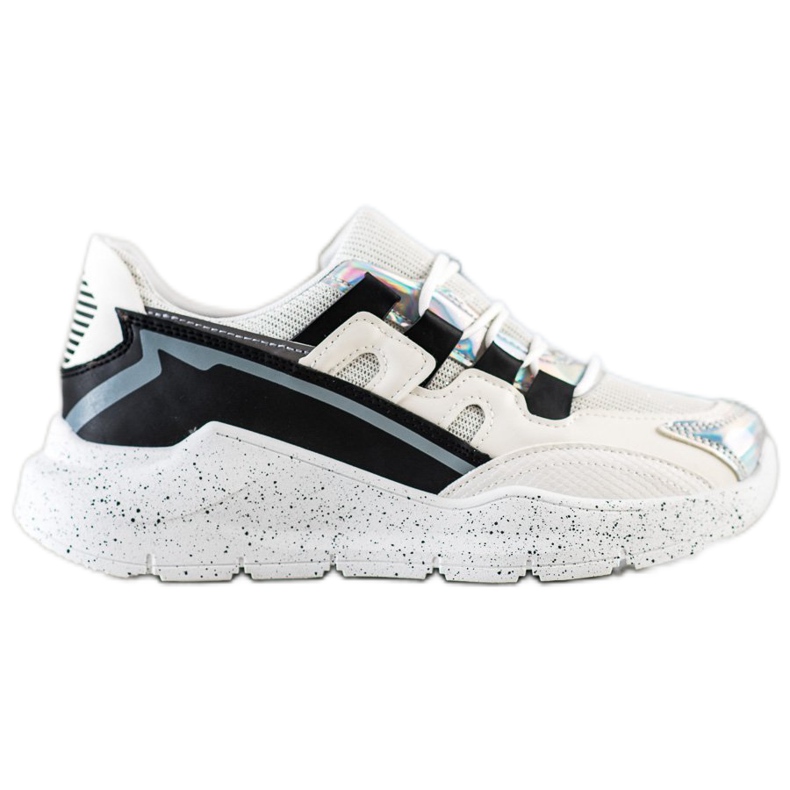 SHELOVET Zapatillas con plataforma decorativa blanco negro gris