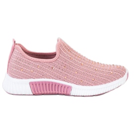 SHELOVET Slipons con cristales rosa