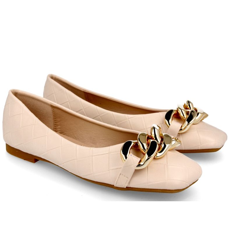 PS1 Bailarinas Acolchadas Elegantes Con Cadena Coco Beige