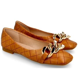 PS1 Bailarinas Acolchadas Elegantes Con Cadena Coco Camello marrón