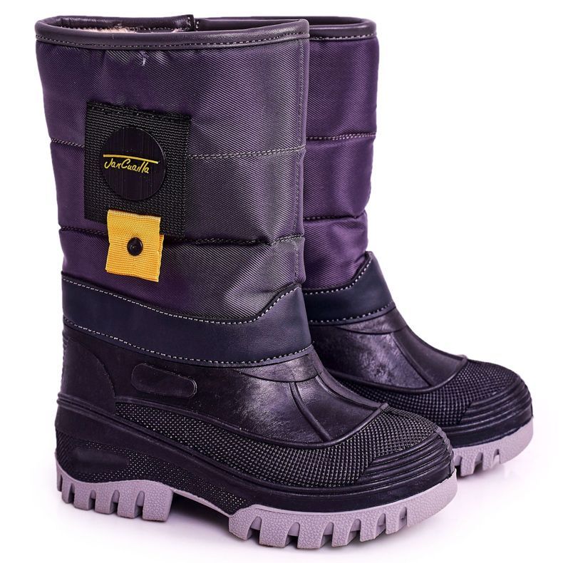 Apawwa Botas de nieve para niños calentadas con piel gris Rubbi violeta multicolor Apawwa Botas de nieve para niños calentadas con piel gris Rubbi violeta multicolor