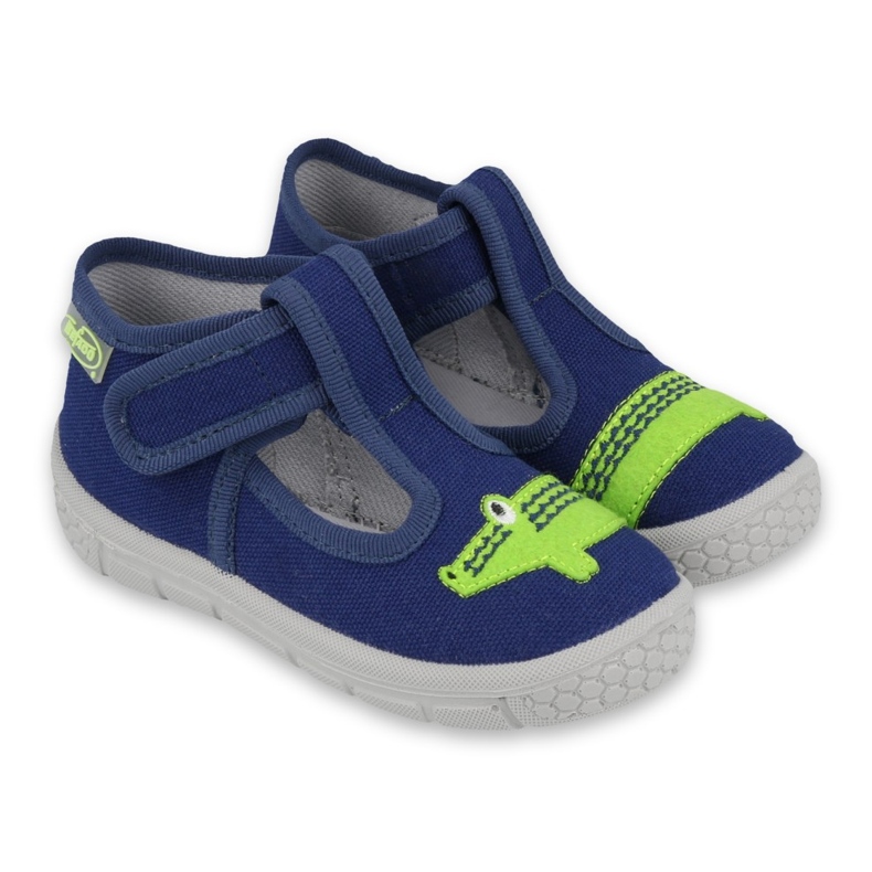 Zapatillas para niños de Befado con un cocodrilo 531p083 azul marino verde Zapatillas para niños de Befado con un cocodrilo 531p083 azul marino verde