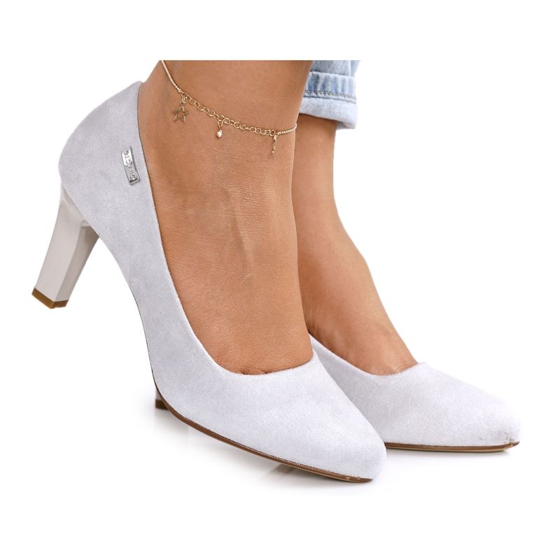 PJ1 Zapatos De Tacón Clásicos En Un Pilar Ante Gris Eleanor PJ1 Zapatos De Tacón Clásicos En Un Pilar Ante Gris Eleanor