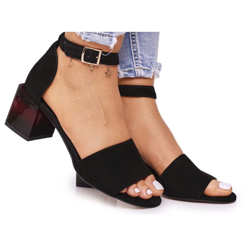 Sandalias de ante tacón alto Laura Messi 2285 Black negro