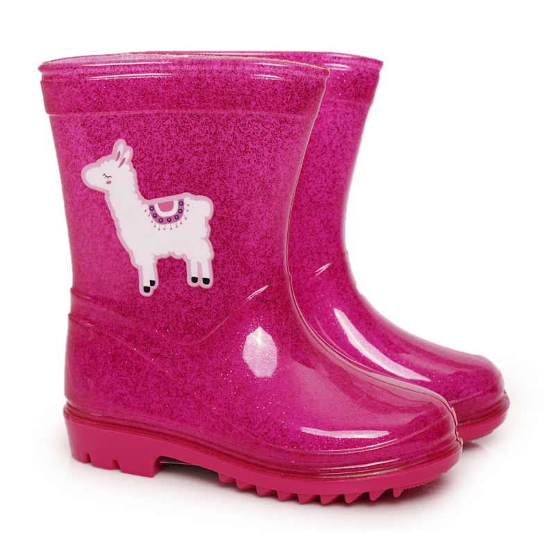 Chanclos de brocado para niños con lama rosa rosado