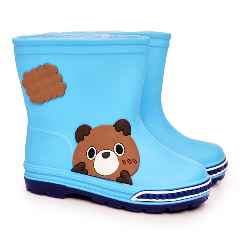 Botas de agua para niños con osito azul claro Botas de agua para niños con osito azul claro