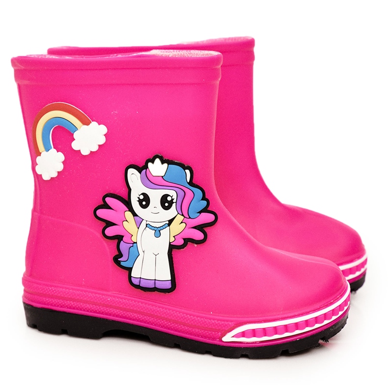 Chanclos infantiles con poni fucsia rosado Chanclos infantiles con poni fucsia rosado