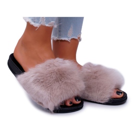 SEA Pantuflas de Mujer Beige con Piel NiceFur gris