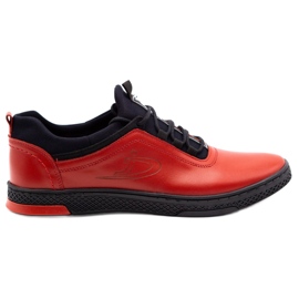 Polbut Zapato casual hombre piel rojo K24 con parte inferior negra