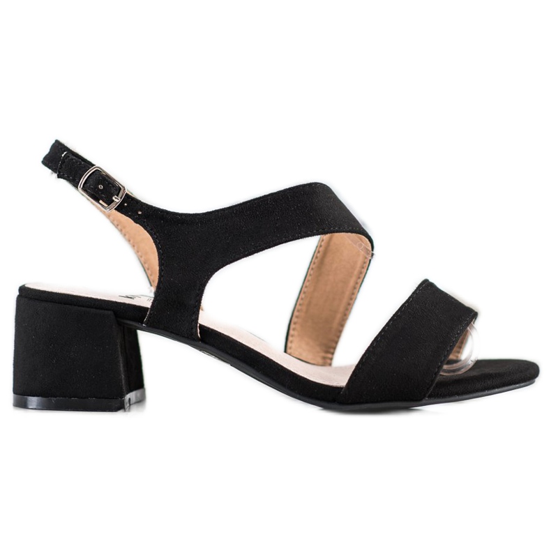 Kylie Sandalias negras en barra baja negro