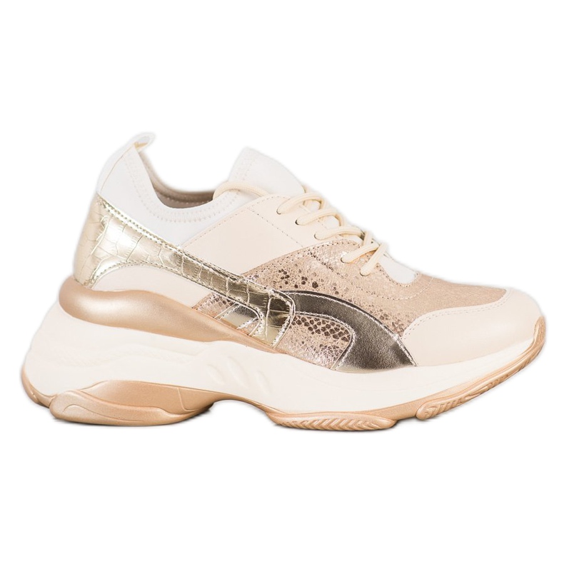 Bestelle Zapatillas de moda en la plataforma beige dorado