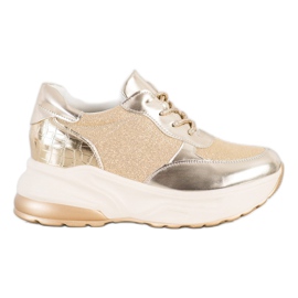 Bestelle Zapatillas doradas con purpurina beige dorado