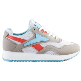 SHELOVET Zapatos deportivos con malla blanco azul naranja gris
