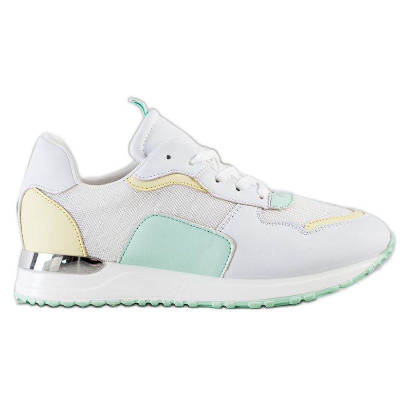 SHELOVET Zapatillas de deporte ligeras y elegantes blanco verde amarillo
