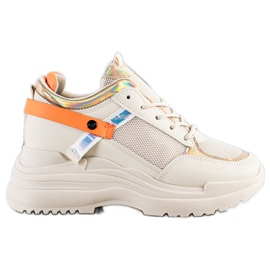 Marquiz Zapatillas de deporte de cuña beige naranja dorado Marquiz Zapatillas de deporte de cuña beige naranja dorado