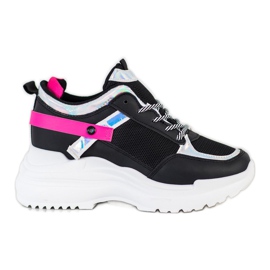 Marquiz Zapatillas de deporte de cuña negro rosado